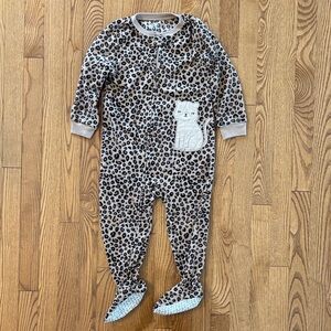 Carter's Brown Leopard Print Footie with Cat Patch